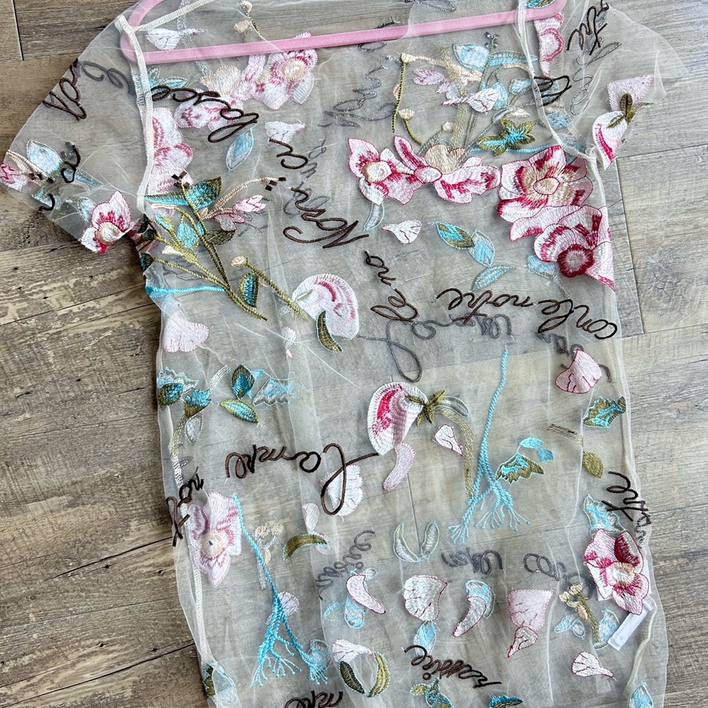 Floral Embroidered Sheer Dress